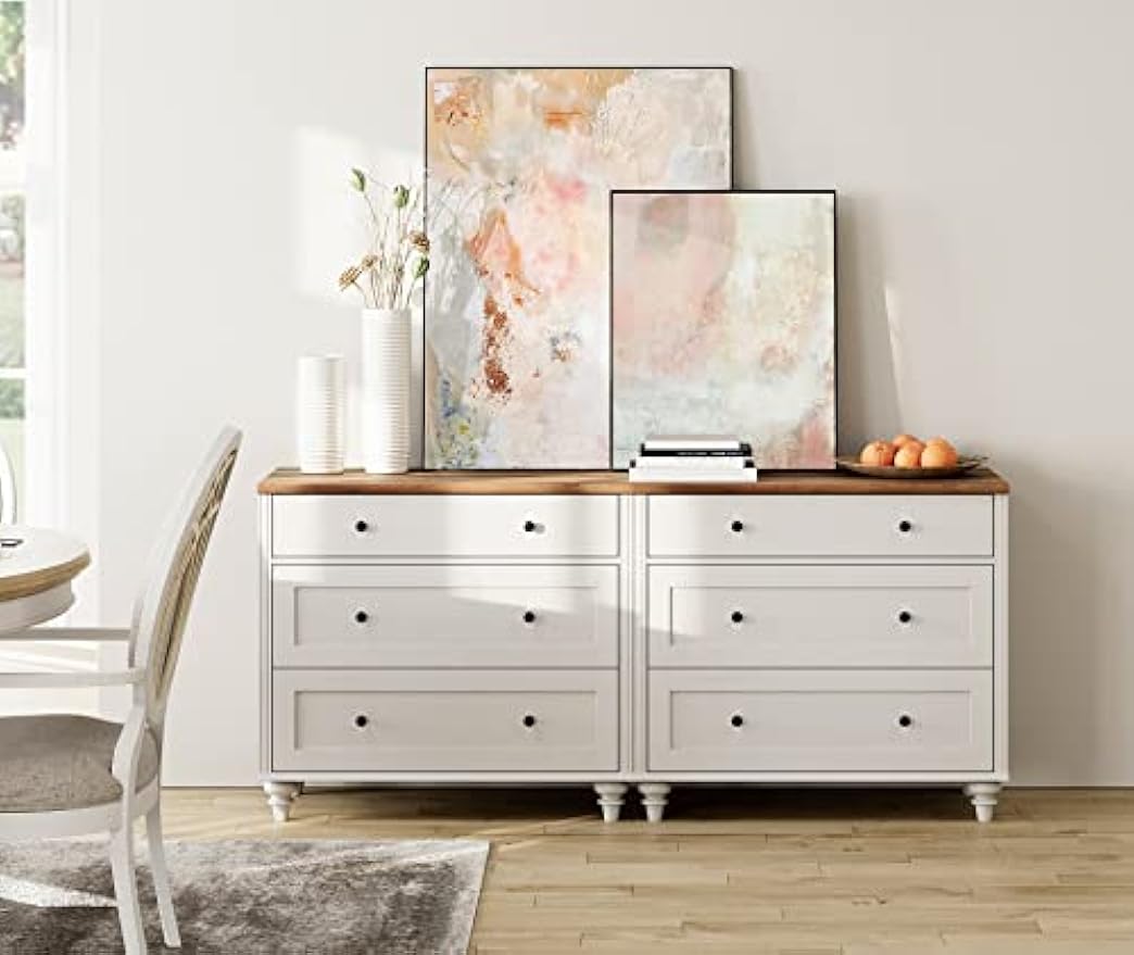 WAMPAT 4 Piece Bedroom Set - Includes Two Mid Century 3 Drawer Dresser, Set of 2 Night Stands with Charging Station, 4 Piece Dresser and Nightstand Sets, White