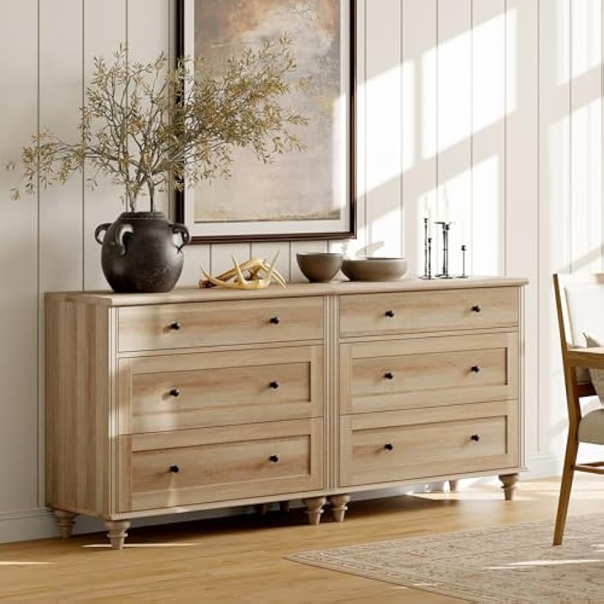 WAMPAT 4 Piece Dresser and Nightstand Sets, Two Dresser & Chests of Drawers with 3 Drawers, Set of 2 End Tables Bedside Table with Charging Station, 4 Piece Bedroom Set, White