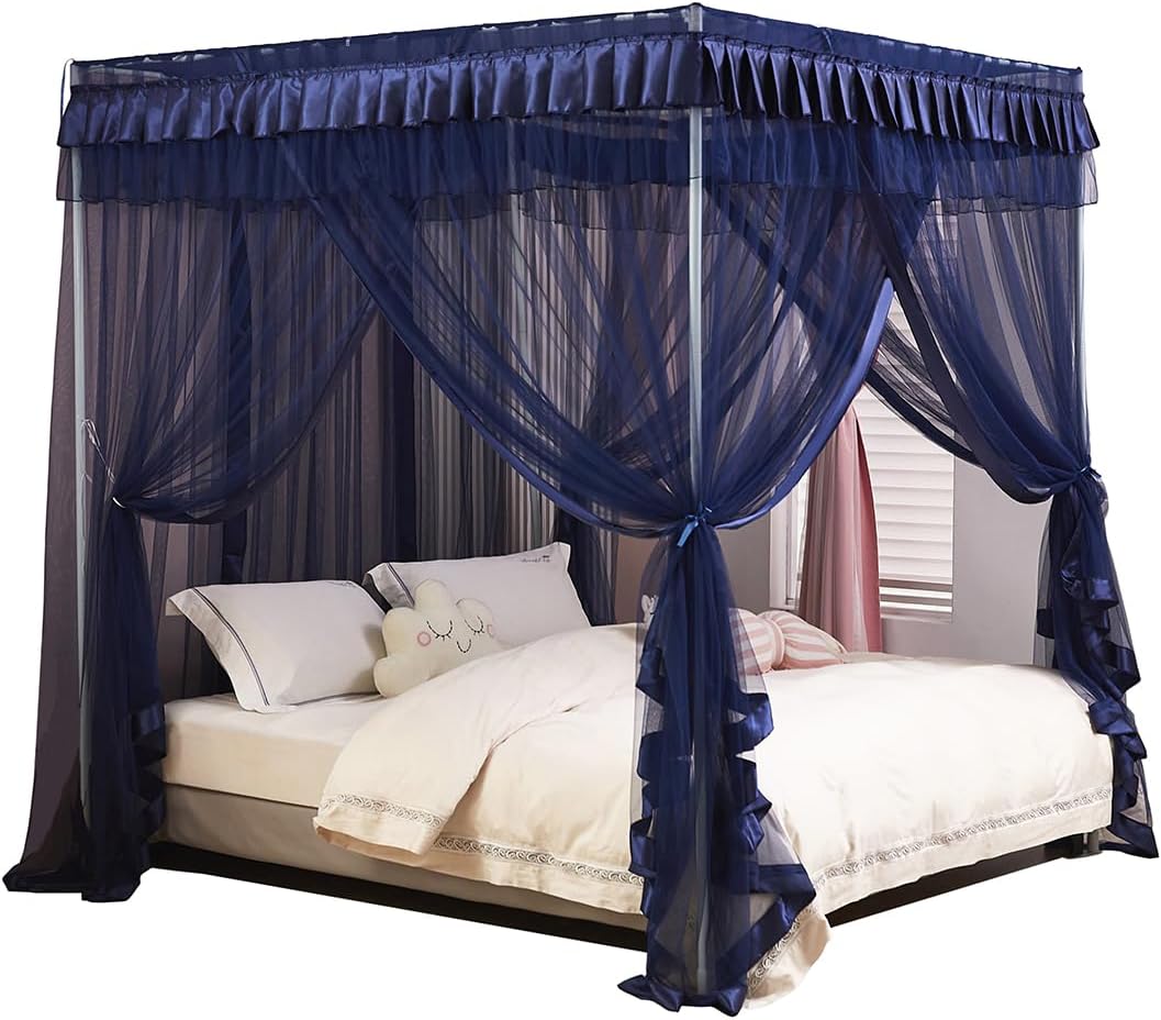 Mengersi Rainbow Canopy Bed Curtains with Lights - Princess Bed Canopy for Girls - Bed Drapes Netting- Bedroom Decoration Accessories,Full