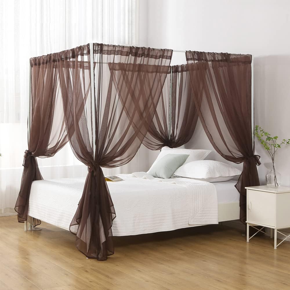 White Canopy Bed Curtain for Queen Bed, Soft Bed Canopy Scarf for Girls Adults (Full/Queen, White)