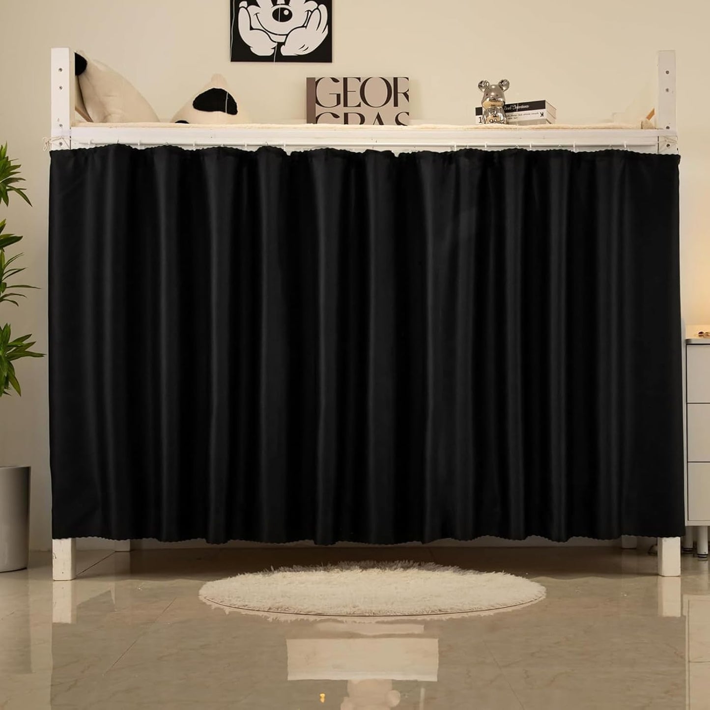 NKM 2pcs Blackout Bottom bunk Bed Curtain,bunkbed Curtains for The Bottom bunk,Dorm Bed Curtains with Black Shading Coating for Students Single Sleeper