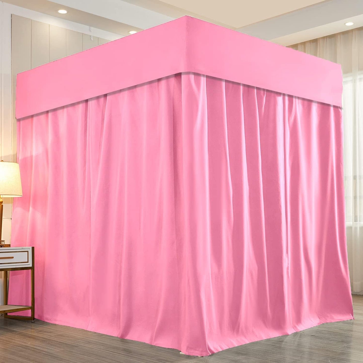Mengersi Black Four Corner Post Bed Canopy Bed Curtains Sheer Canopy Bedroom Decoration Lightproof,Not Include Poles (King, Black)