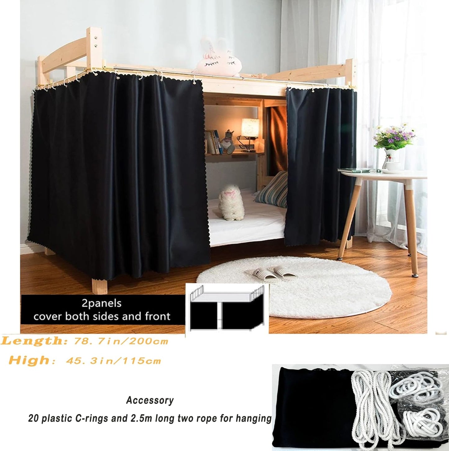 Navhao Dorm Home Solid Thicken Bunk Blackout Bed Curtains Cloth Bed Canopy Students Single Sleeper