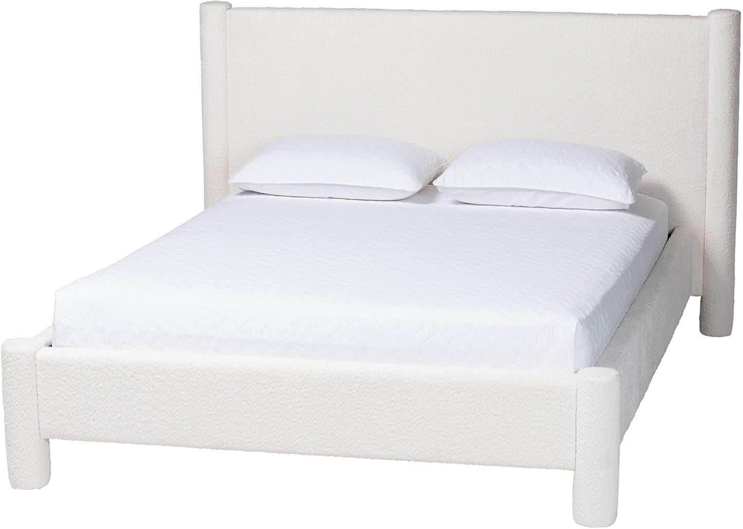 Baxton Studio Laria White Teddy-Bear Fabric King Size 4-Piece Bedroom Set