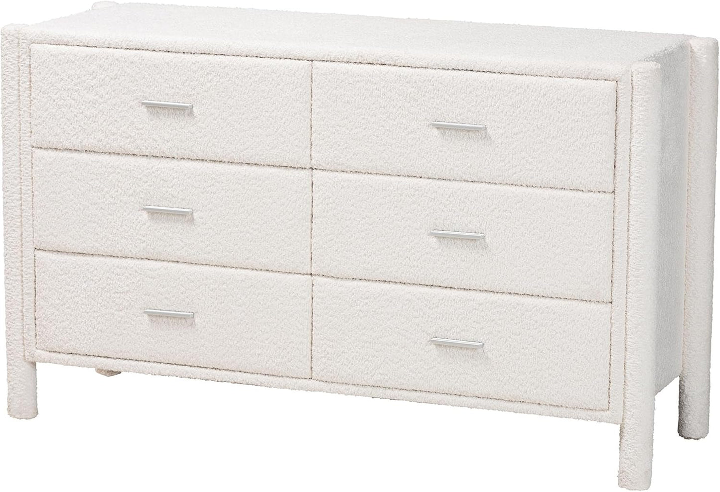 Baxton Studio Laria White Teddy-Bear Fabric King Size 4-Piece Bedroom Set