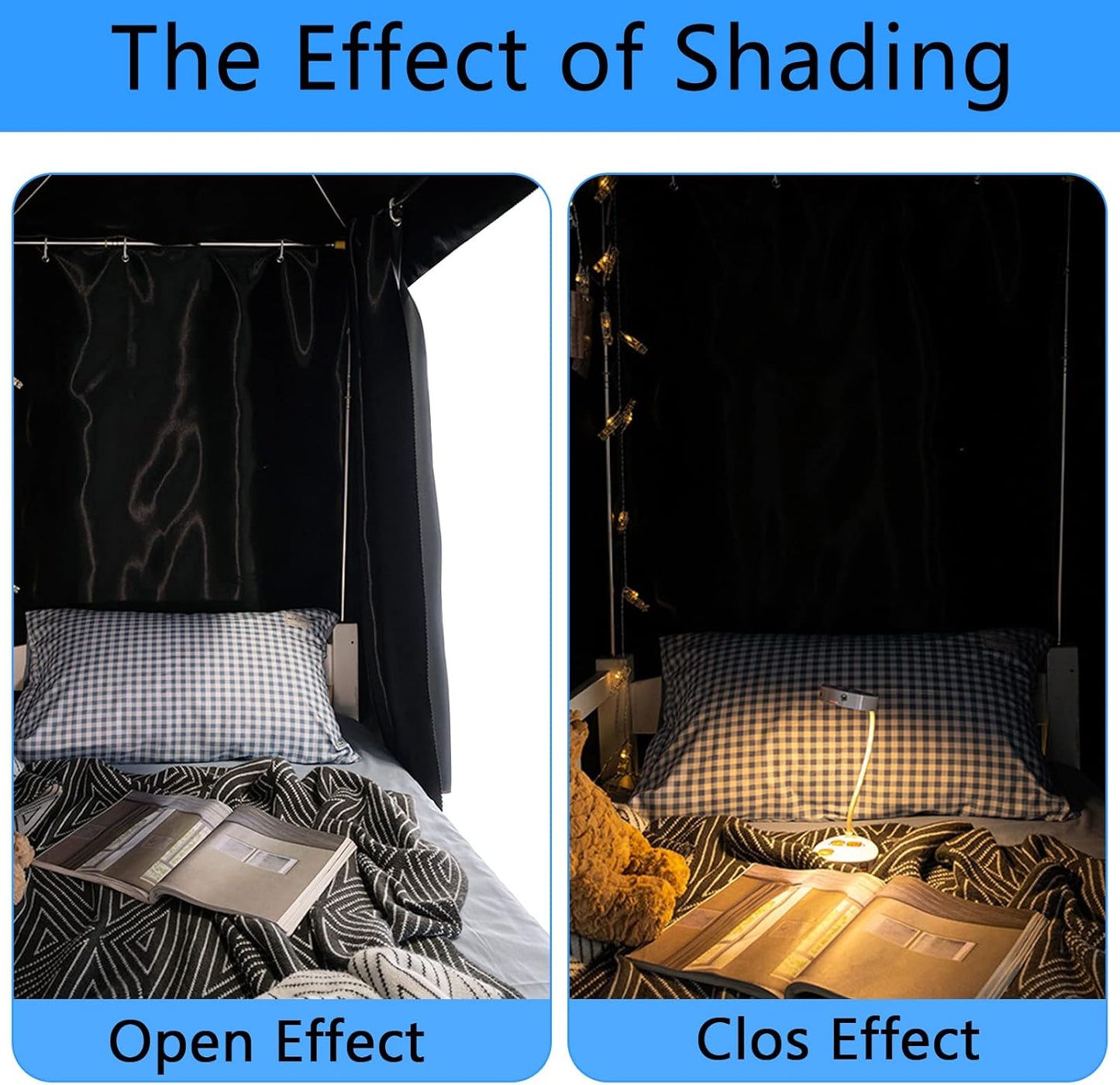 Black Canopy Bed Curtains - 4 Corner Post Bed Curtains Canopy Queen Bed Canopy Curtains for Adults Girls Bedroom Decoration(Black, Queen)