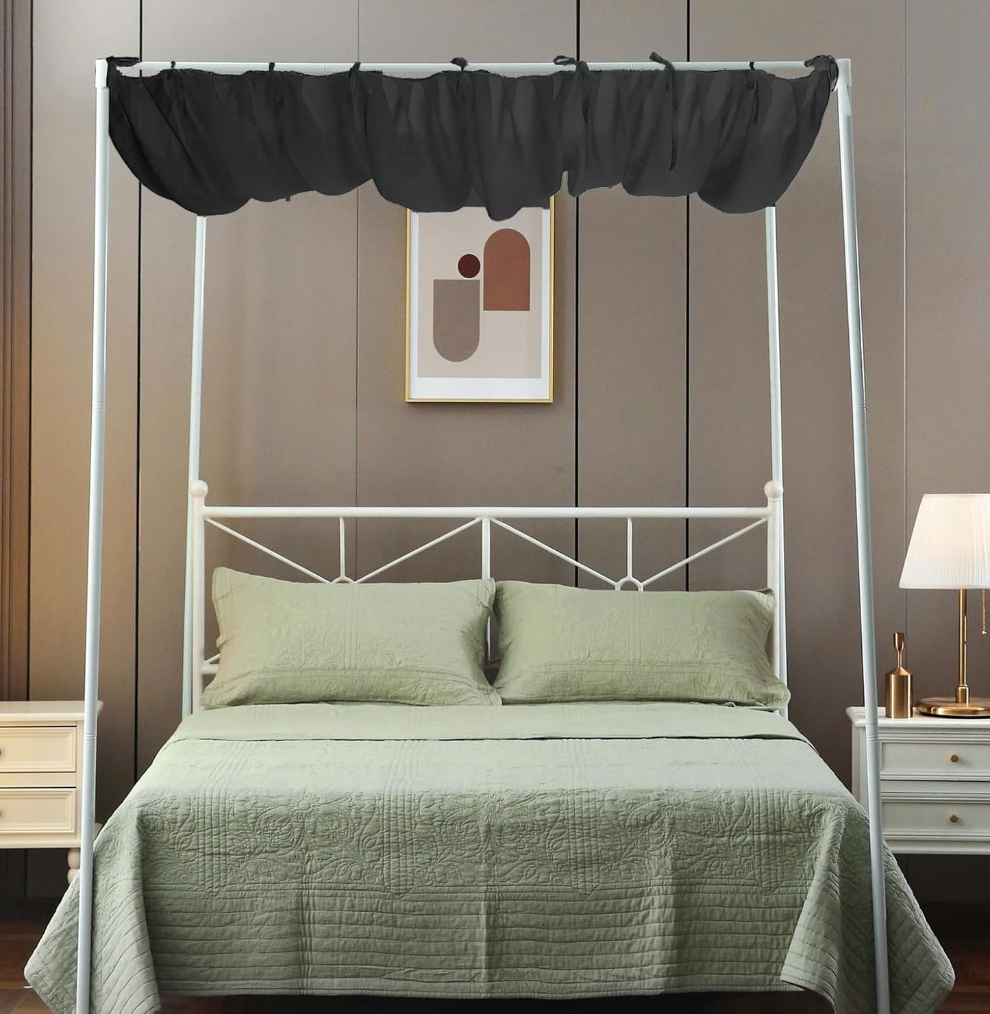 White Canopy Bed Curtain for Queen Bed, Soft Bed Canopy Scarf for Girls Adults (Full/Queen, White)