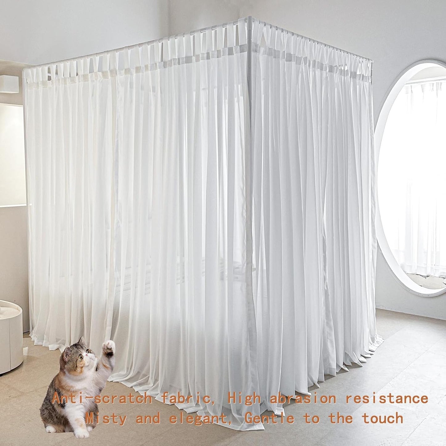 AIKASY Canopy Bed Board with Top and Self-Adhesive Strips, White Gauze Princess Bed Canopy Curtain Tent, Creating a Romantic Atmosphere in The Room(Full/Queen,White)