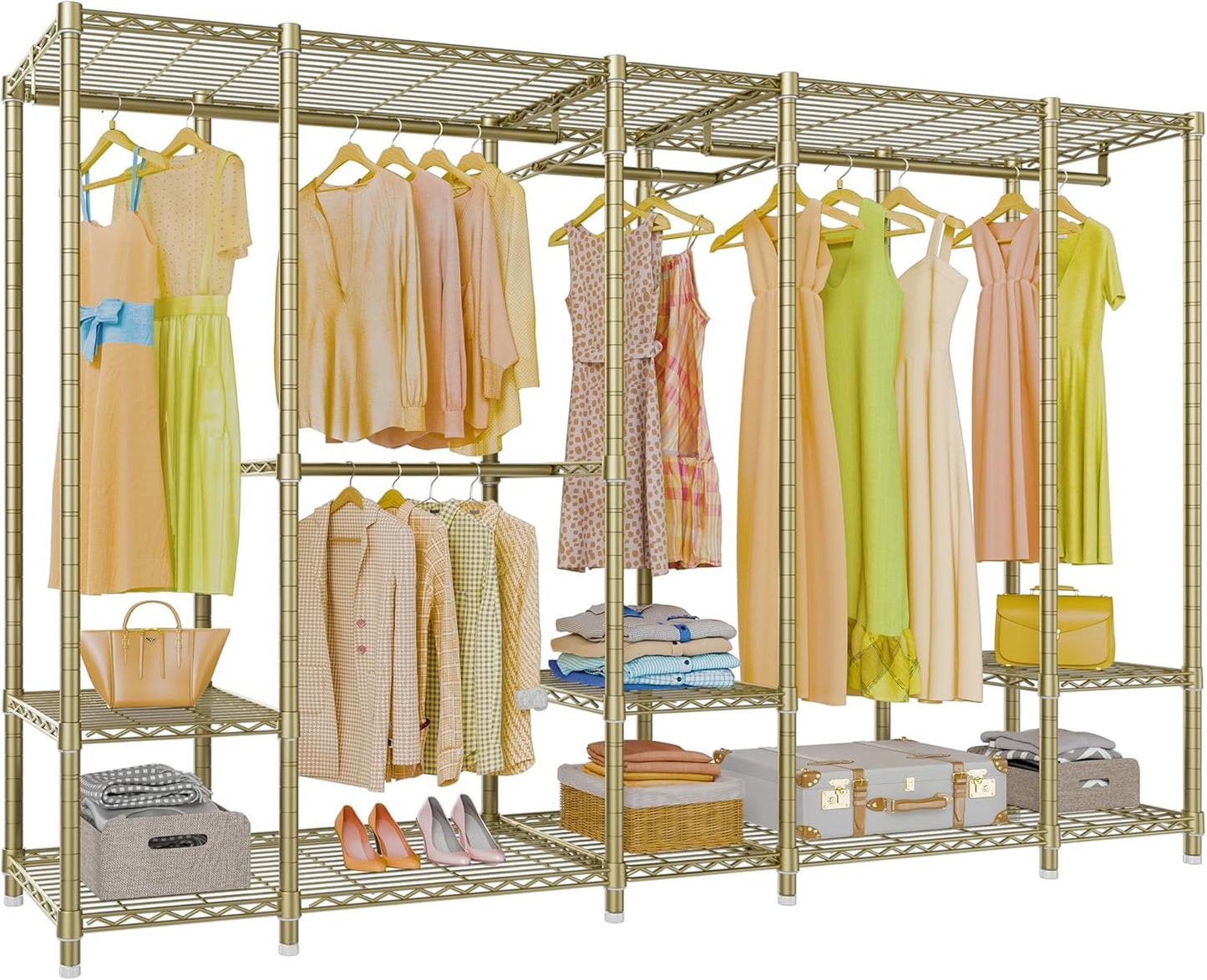 VIPEK V50 Extra Large Portable Closet Rack Bedroom Armoire Freestanding Wardrobe Closet, Heavy Duty Clothes Rack Multi-Functional Metal Clothing Rack for Hanging Clothes, Max Load 1300lbs, Black