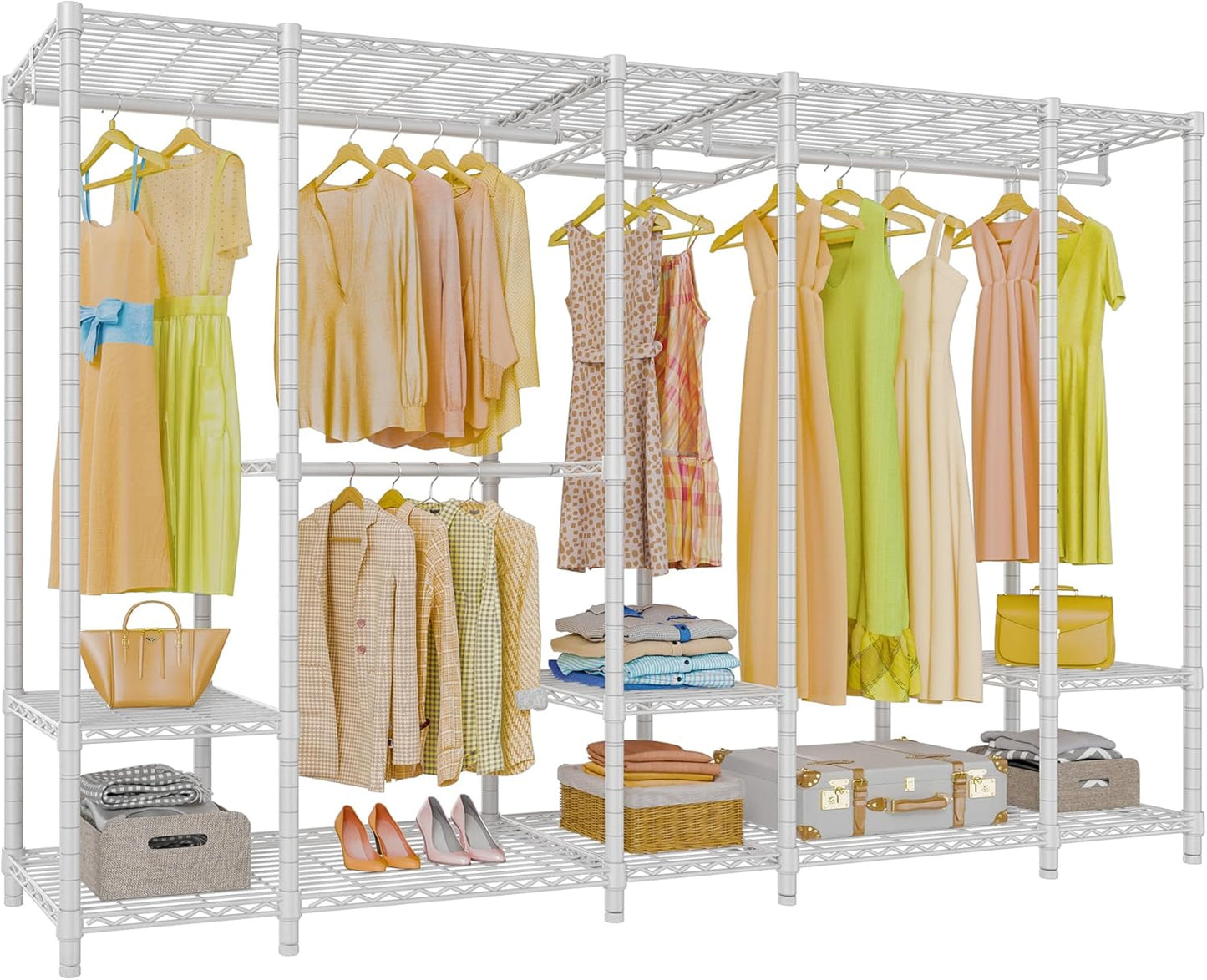 VIPEK V50 Extra Large Portable Closet Rack Bedroom Armoire Freestanding Wardrobe Closet, Heavy Duty Clothes Rack Multi-Functional Metal Clothing Rack for Hanging Clothes, Max Load 1300lbs, Black