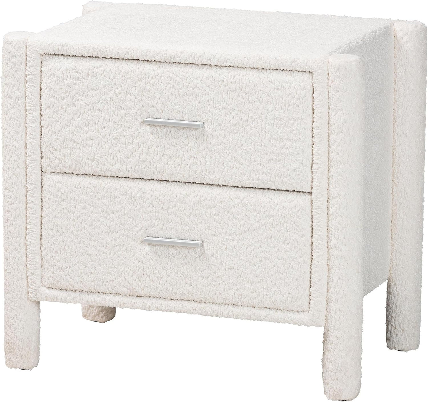 Baxton Studio Laria White Teddy-Bear Fabric King Size 4-Piece Bedroom Set