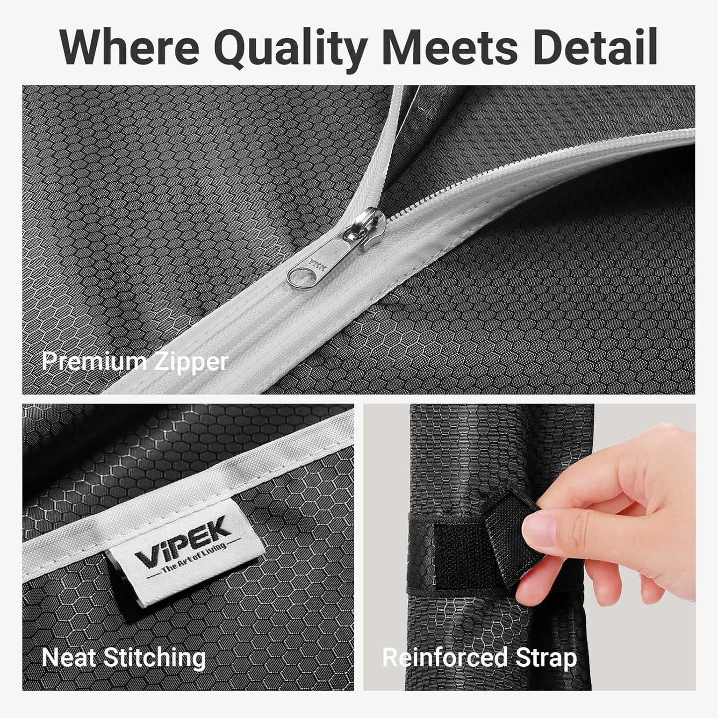 VIPEK R4C Portable Closet Rolling Clothes Rack Heavy Duty Adjustable Wardrobe Metal Garment Racks with Lockable Wheels Black Clothing Rack with Black Upgraded Polyester Cover, Max Load 620lbs