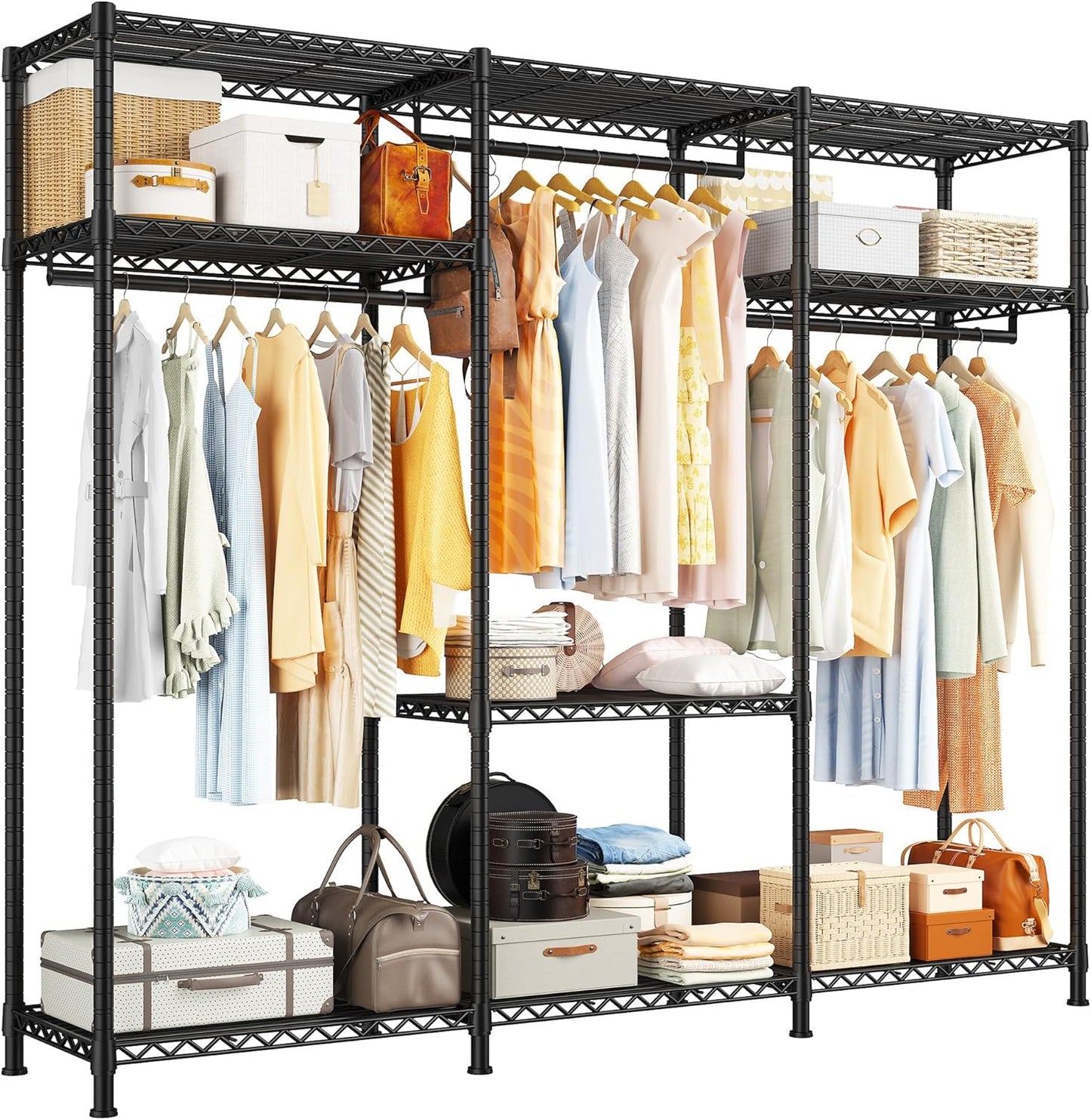 Raybee Heavy Duty Clothes Rack with Cover 800 LBS Clothing Racks for Hanging Clothes Portable Closet for Bedroom 56" Wx 16" Dx75.5 H