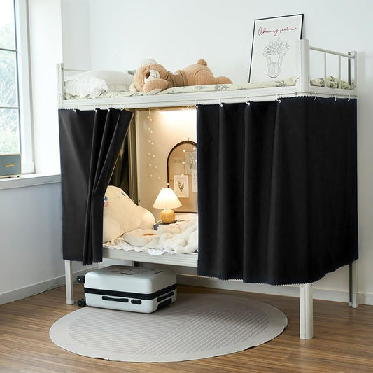 NKM 2pcs Blackout Bottom bunk Bed Curtain,bunkbed Curtains for The Bottom bunk,Dorm Bed Curtains with Black Shading Coating for Students Single Sleeper