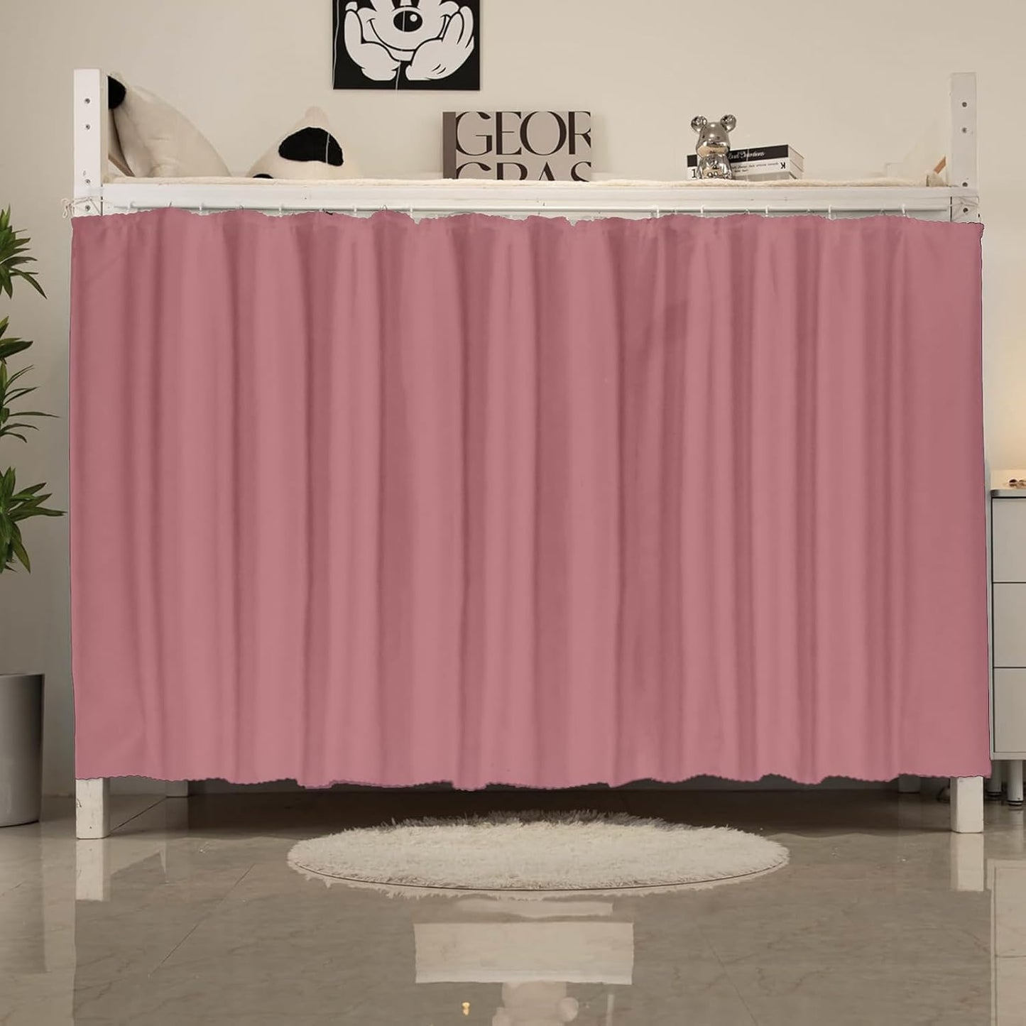 NKM 2pcs Blackout Bottom bunk Bed Curtain,bunkbed Curtains for The Bottom bunk,Dorm Bed Curtains with Black Shading Coating for Students Single Sleeper