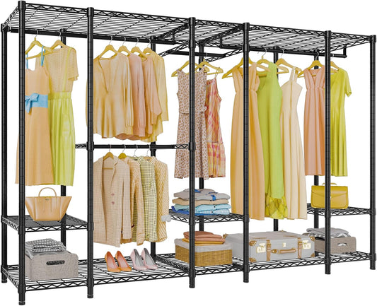 VIPEK V50 Extra Large Portable Closet Rack Bedroom Armoire Freestanding Wardrobe Closet, Heavy Duty Clothes Rack Multi-Functional Metal Clothing Rack for Hanging Clothes, Max Load 1300lbs, Black
